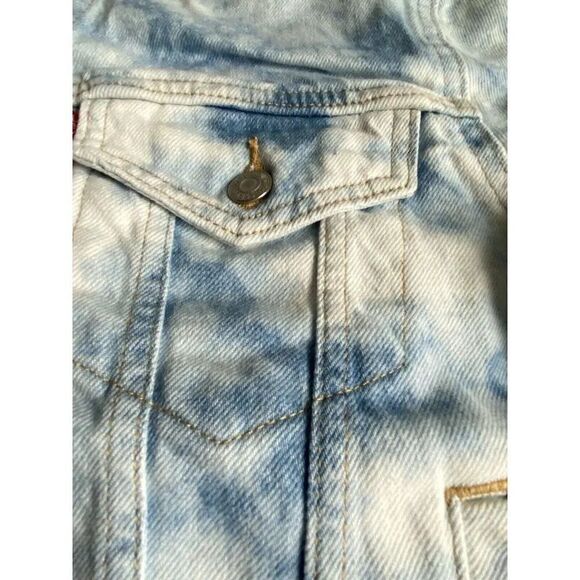 Levi's Ex-Boyfriend Denim Trucker Jacket Blue Tie Dye Light Wash Women’s Size S - Picture 5 of 14